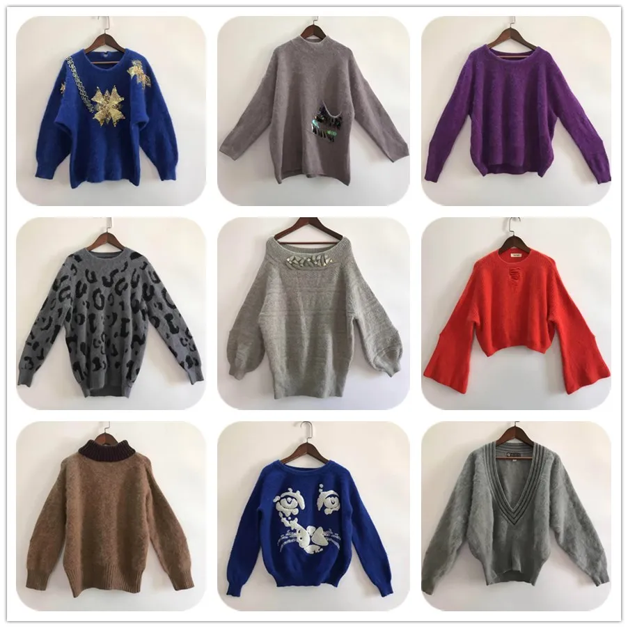 

Милый свитер из ангорского кроличьего меха высокого соотношения, винтажный ретро японский свитер, длинный свек, женский трикотаж средней длины для поездок на работу