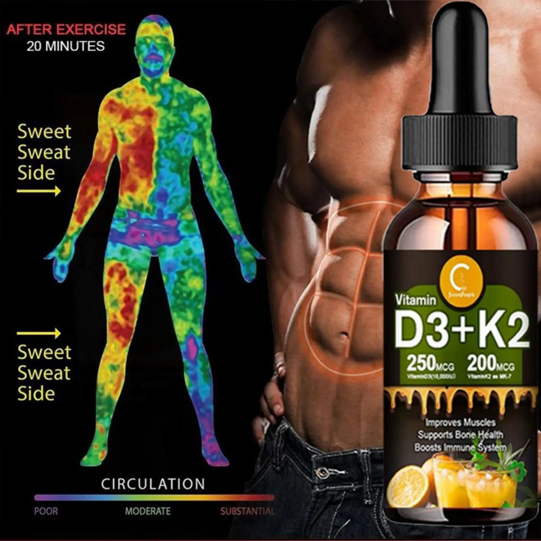 Liquid vitamin D3K2 can lower strong bones; Healthy Heart and Immune Enhancement Vitamin K2D3 Drops