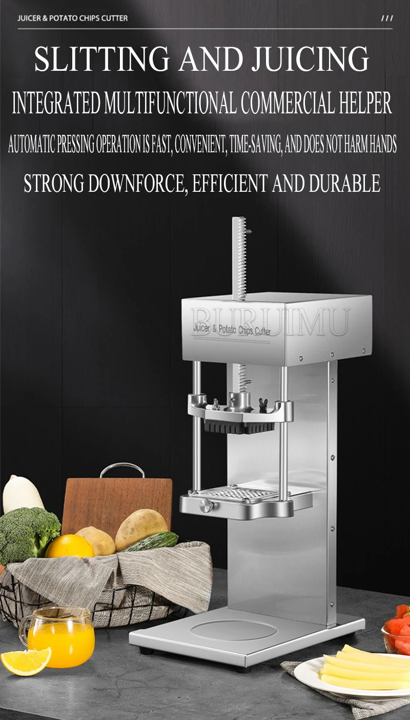 Electric Commercial Potato Chips Cutter Cucumber Radish Fruit Juicing Machine Large Caliber