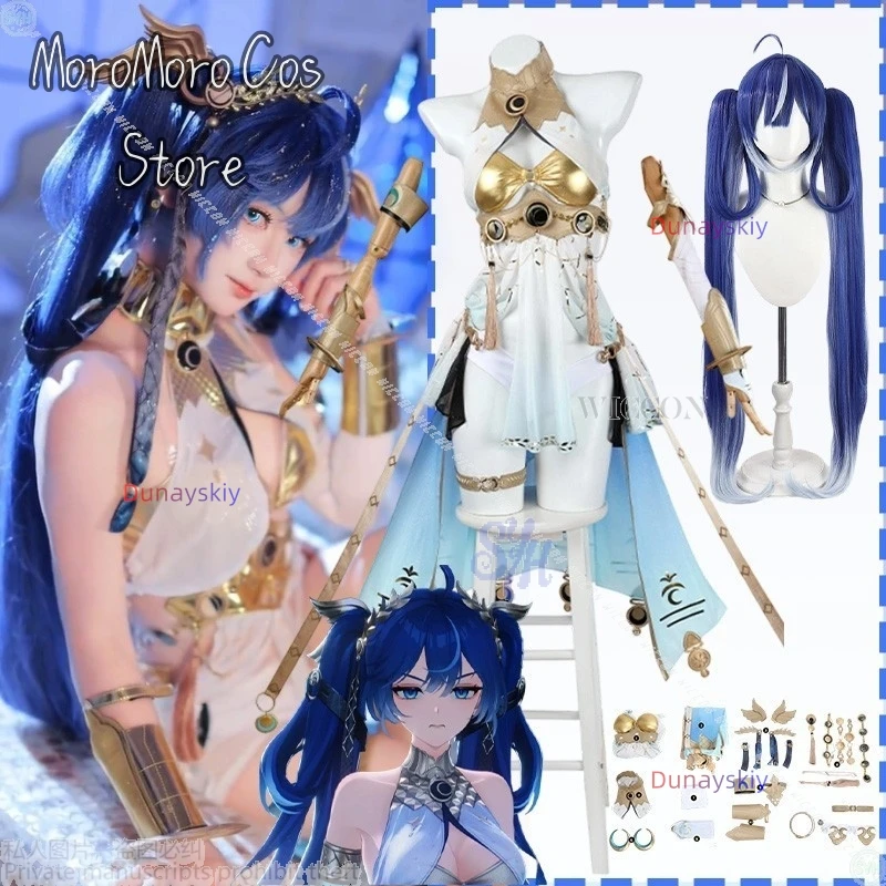 

Anime Game Wuthering Waves 코스프레 의상 Iuno Costume Goddess Sexy Sleeveless Jumpsuit Mini Dress Jirai Kei Lingerie Halloween Party