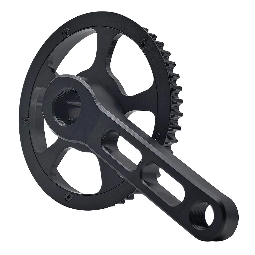 For Bike Upgrading Black Alloy Bicycle Crank Bicycle Crank HTD-8M-12 System Alloy 6061 Material 46 Tooth Count