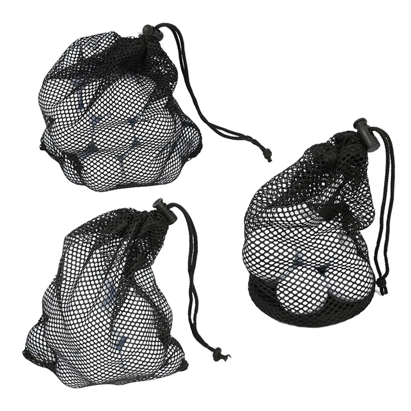 Mesh Golf Pouch Bag Sliding Cord Lock Closure for Golf Balls Tennis Balls Gym Equipment Camping Diving Storage