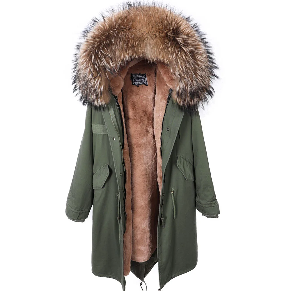 Extended Winter Ladies' Parka Coat with Detachable Natural Real Fur Collar Long Jacket Warm Inner Lining Outerwear