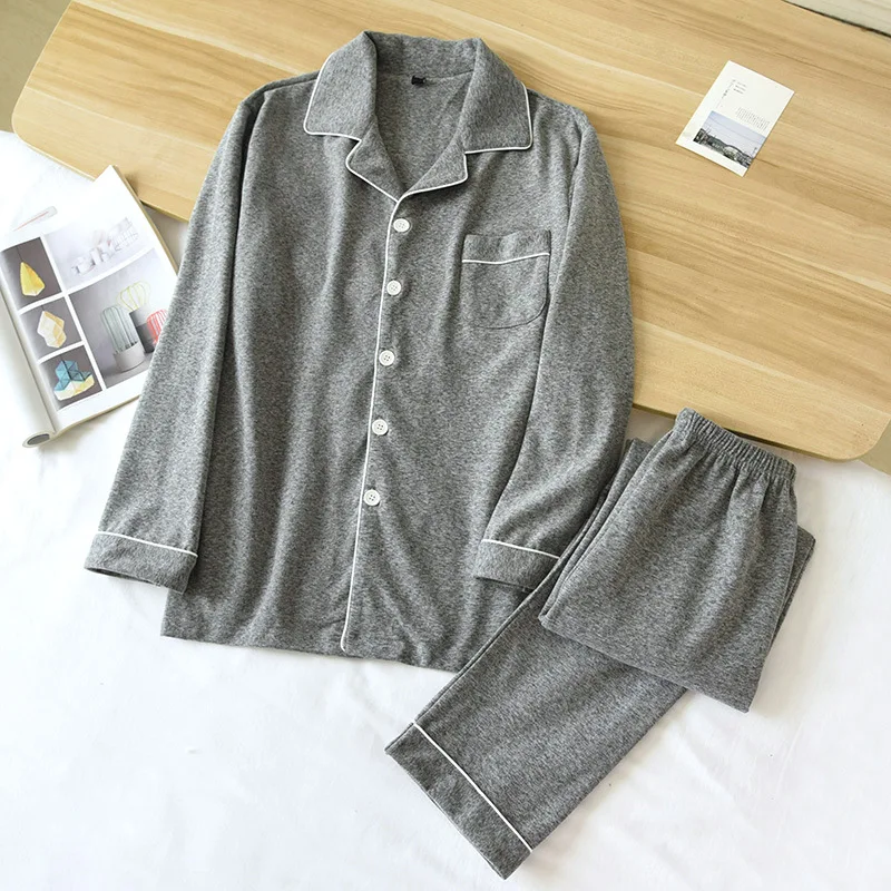 Men Women Kimono Pajamas Long Sleeved Fleece Shirt Trousers Set Cotton Warm Loose Fit