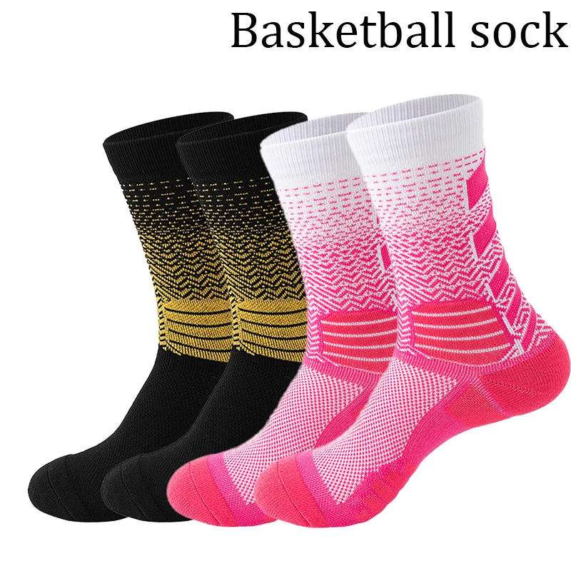 1/2 Paar Pack Herren-Basketballsocken, dickes Frottee-Kissen in der Mitte der Wade, Pink und Schwarz, atmungsaktive Unisex-Komfort-Sport-Crew-Socken