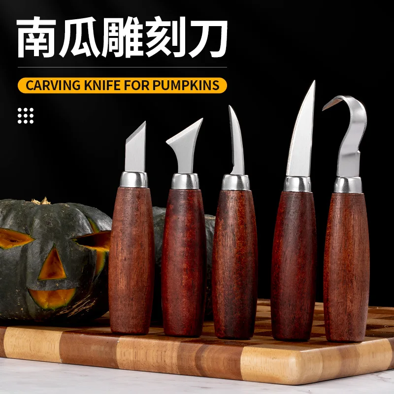 Walnut Wood Carving Knife Set, Professional Sculpting Tools with Spoon Gouge & Chisel