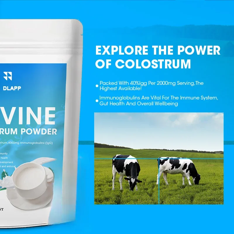 Natural Grass Fed, 40% lgG, Bovine Colostrum Supplement for Gut & Digestive Health, Immune Promote Growth and Development