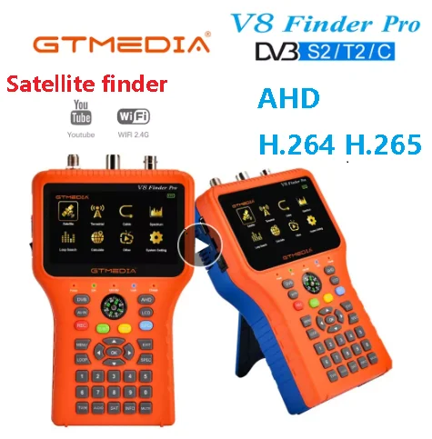 GTMEDIA V8 Finder Pro2/Finder2 HD H.265 Satellite Signal Finder S2X/T2/C/ATSC-C Auto Calculate Angle AZ,EL ddp to morocco africa