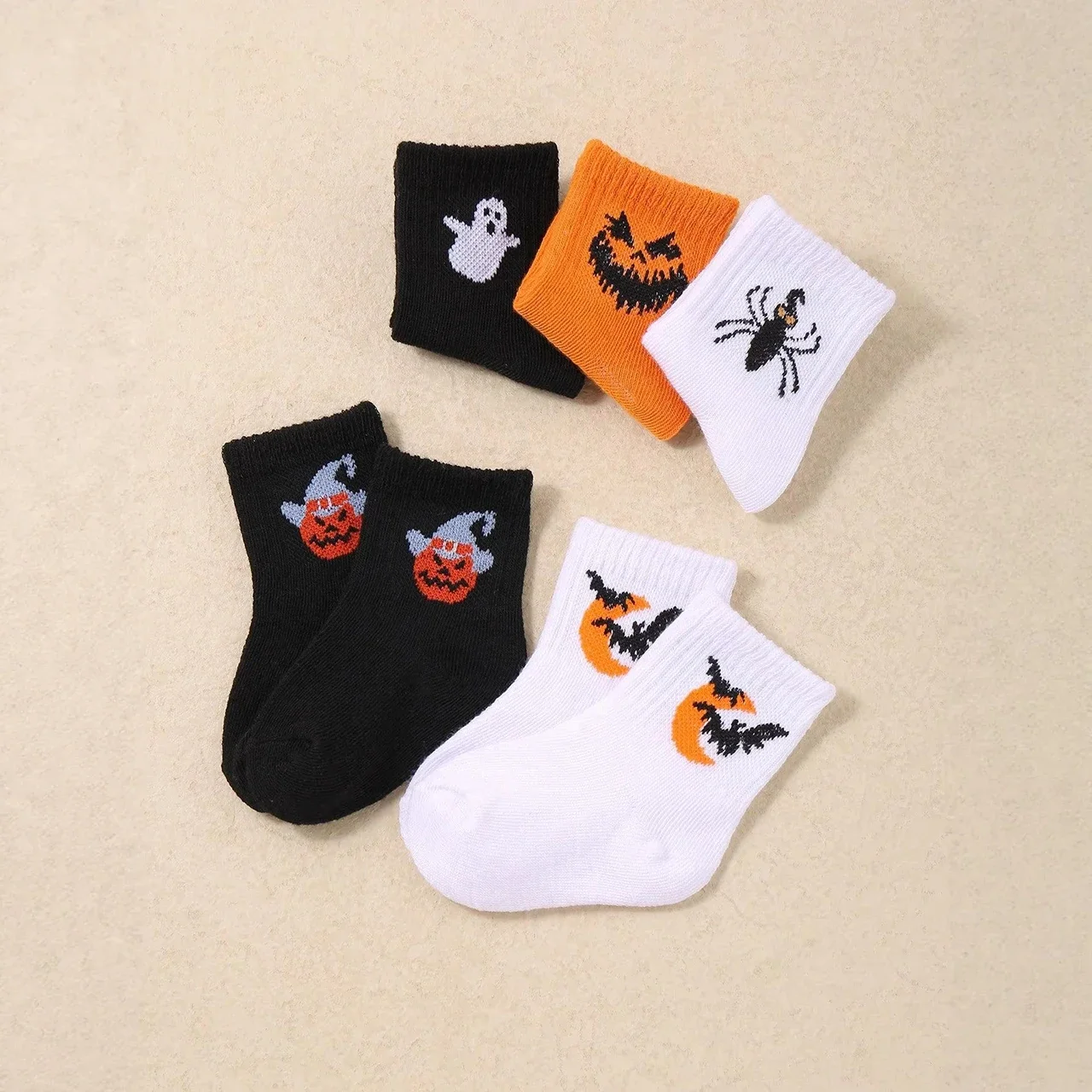 5Pairs/Set Cartoon Baby Socks Cute Halloween Sock for Infant Boy Girl Spring Autumn Soft Cotton Middle Tube Socks Party Gifts