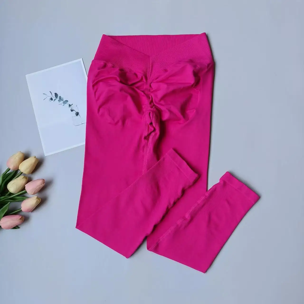 Peach Butt Fitness-Lauf-Sporttights, nahtlos, hüfthebend, hochtailliert, bauchkontrollierend, elastische Yoga-Leggings, Peach-Hosen – Detail 12