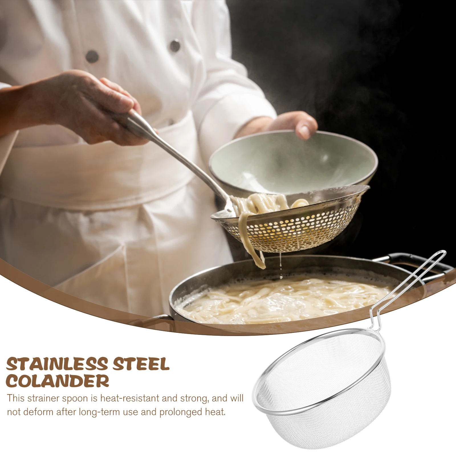 

1pc Stainless Steel Skimmer 18cm Mesh Strainer Colander Hot Pot Colander Noddles Hot Pot Fried Basket Kitchen Tool