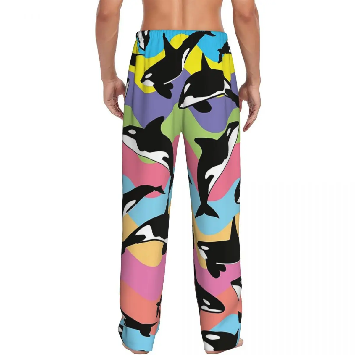 Custom Orca Killer Whale Men Pajama Pants Lounge Sleep Sleepwear Bottoms with Pockets