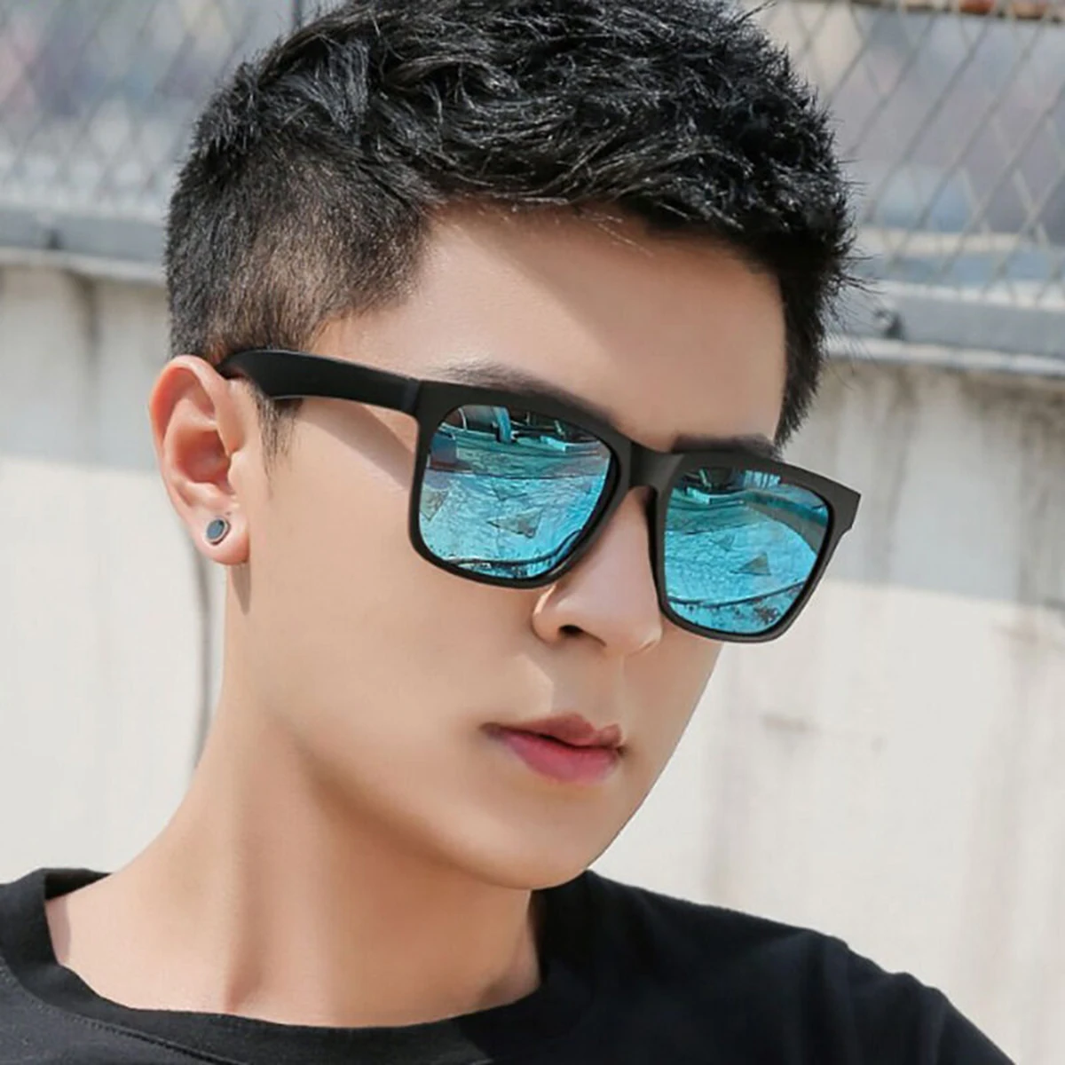New Square Fashion Sunglasses Men's Colorful Sheet Sunglasses Street Shooting Glasses