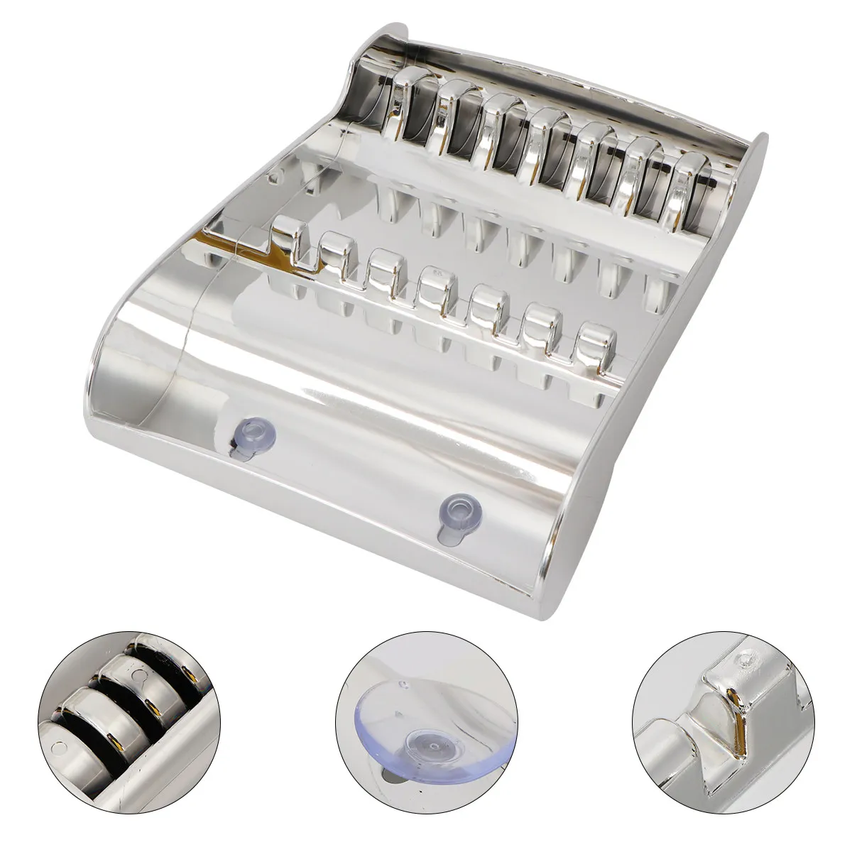 Anti-Slip Hair Scissors Holder Stand Silver Double Suction Salon Hairdresser Scissors Storage Case Clips Comb Organizer Hair