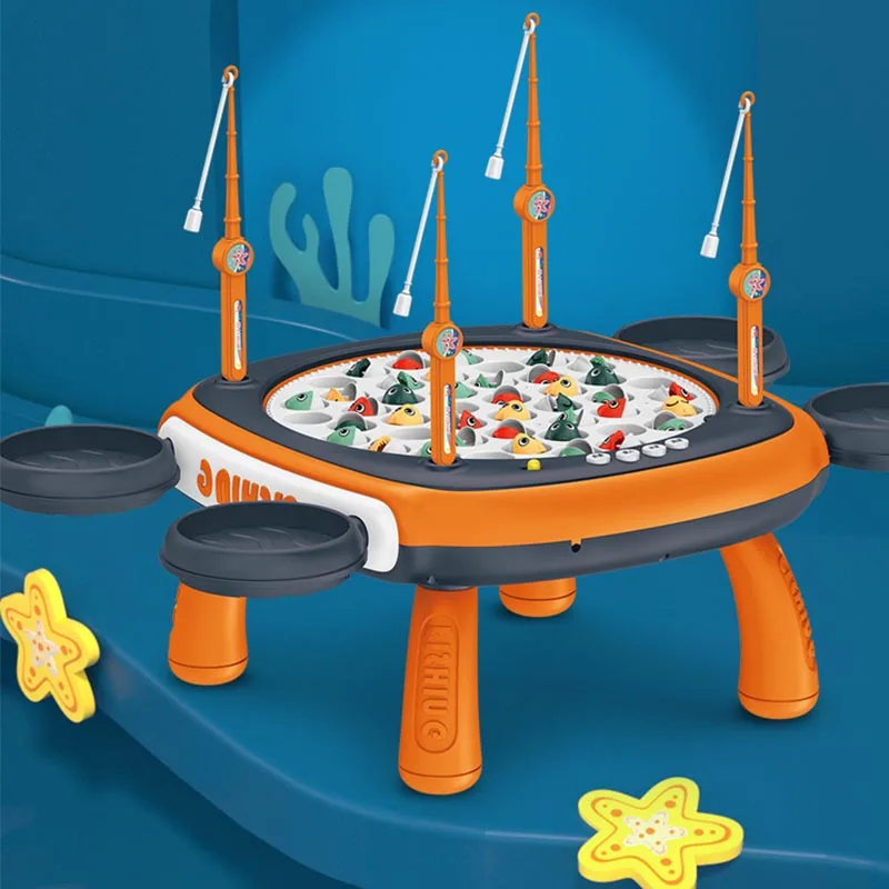 Gioco di pesca rotante elettrico per bambini Set di piatti musicali per pesci giocattoli magnetici per sport all'aria aperta per bambini giocattoli da pesca per bambini