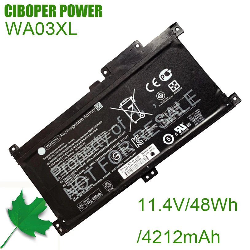 CP Genuine Battery WA03XL 11.4V/48Wh /4212mAh For Pavilion x360 15-br077nr TPN-W126 14-BA 15-BK 15-BR 15-BR001TX UB7H LB7T