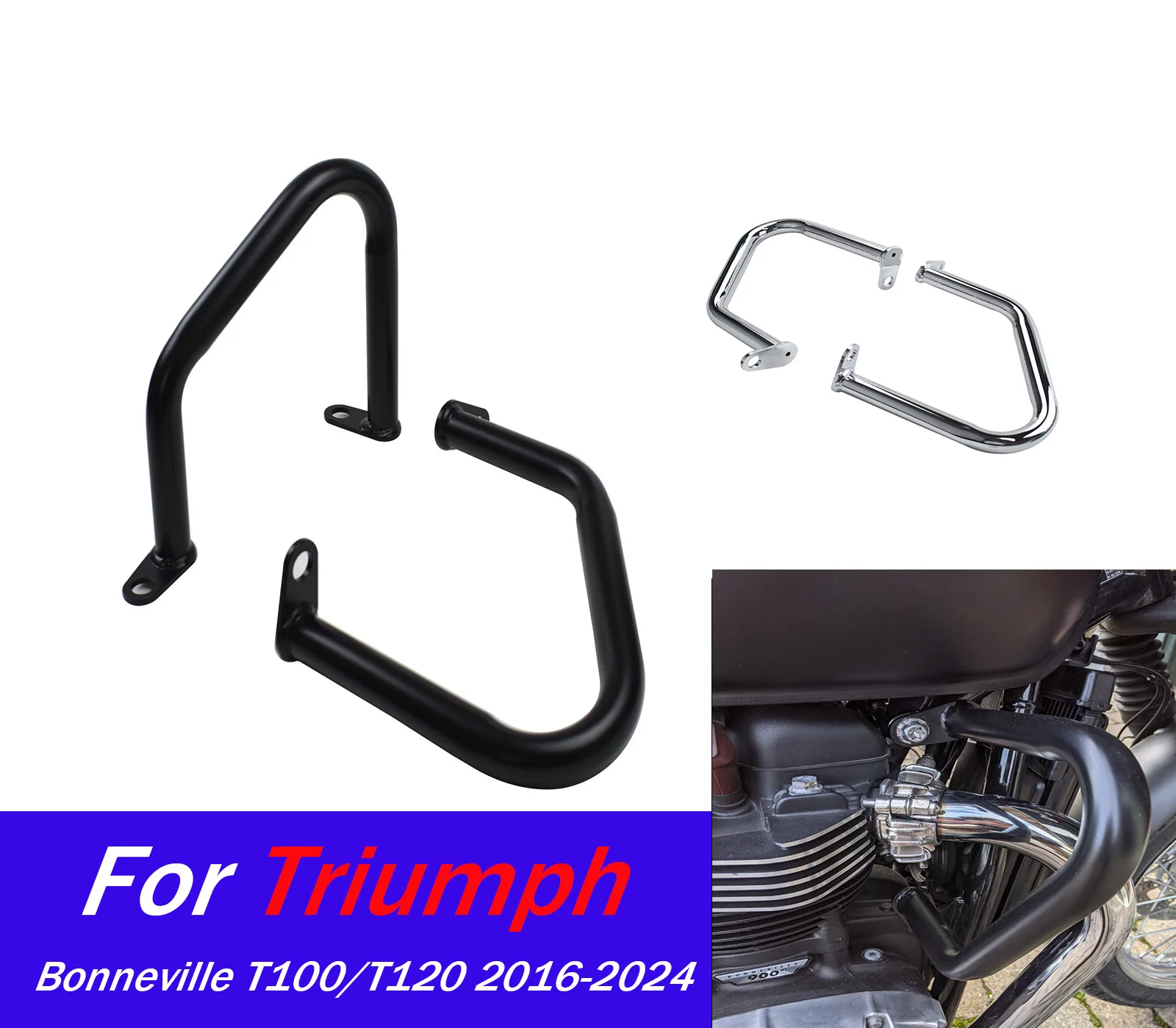 

Motorcycle Bars Engine Guard Frame Sliders Bumper For Triumph Bonneville T100 T120 2016-2024 Model Falling Protector Accessories