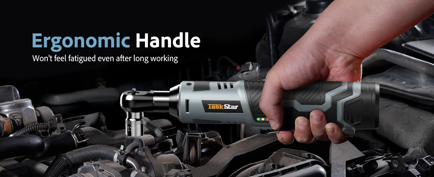 TaskStar 12V 3/8' Electric Ratchet Wrench Set W/ 2.0Ah Battery Rechargeable Angle Wrench 40Nm Disassembly Nut Car Repair Tool