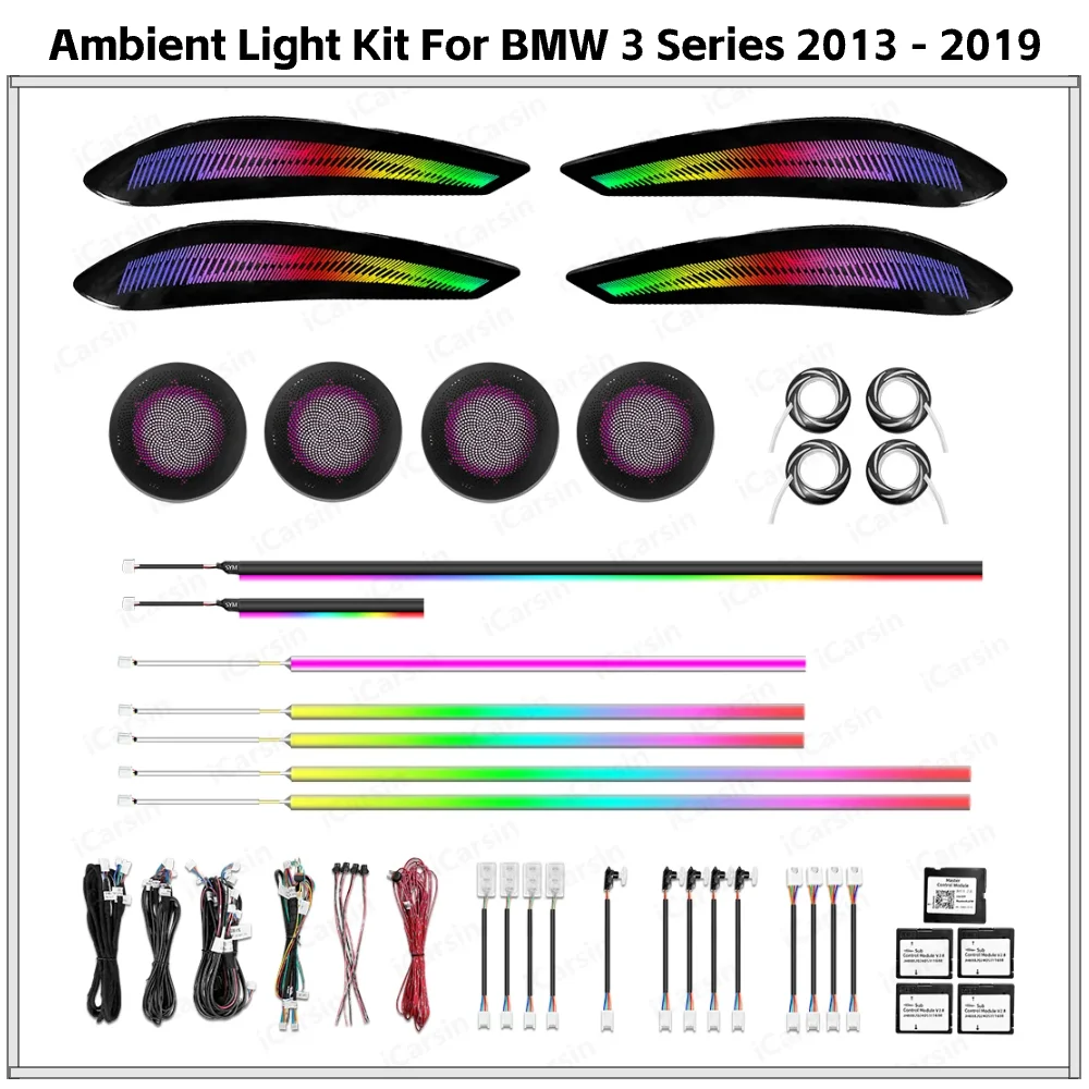 

APP Control F30 F31 F34 Ambient Lighting Upgrade Kit for BMW 3 Series 2013-2019 Interior Door Trim & Speaker Cover LED Lights