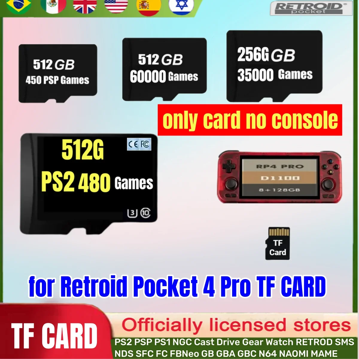 Retroid Pocket 4 Pro TF Card Memory Card PS2 PSP 3DS Rp4+ Popular Classic Retro Game Android Portable Handheld Game  Sd Card