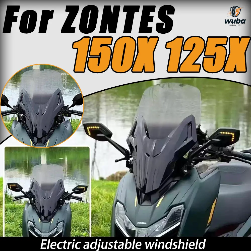 Electric lift windshield for ZONTES 125X 150X, height adjustable, non-destructive installation, suitable for all seasons.