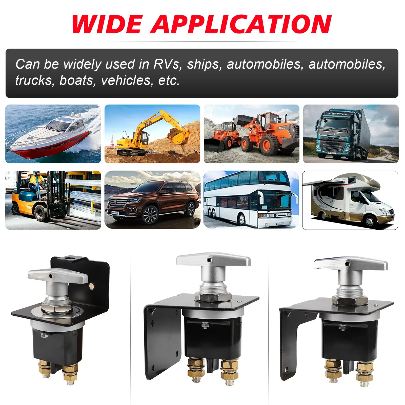 For RV Camper Van Truck Boat  250A Heavy Duty Battery Kill Mass Switch Battery Circuit Cutter Disconnecter Isolator With Keyhole
