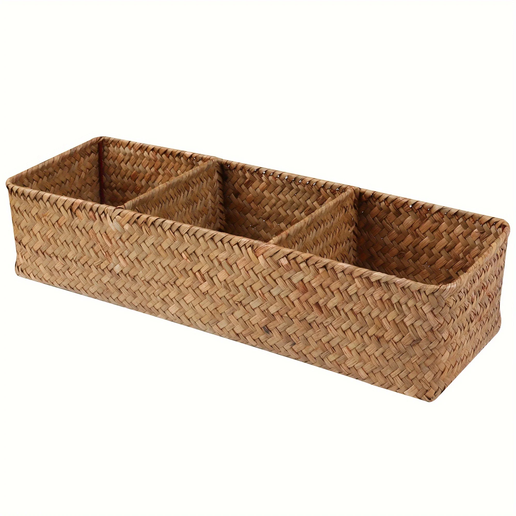 1 willow storage basket, miscellaneous storage box, 3 compartment storage boxes, storage basket toilet paper organization