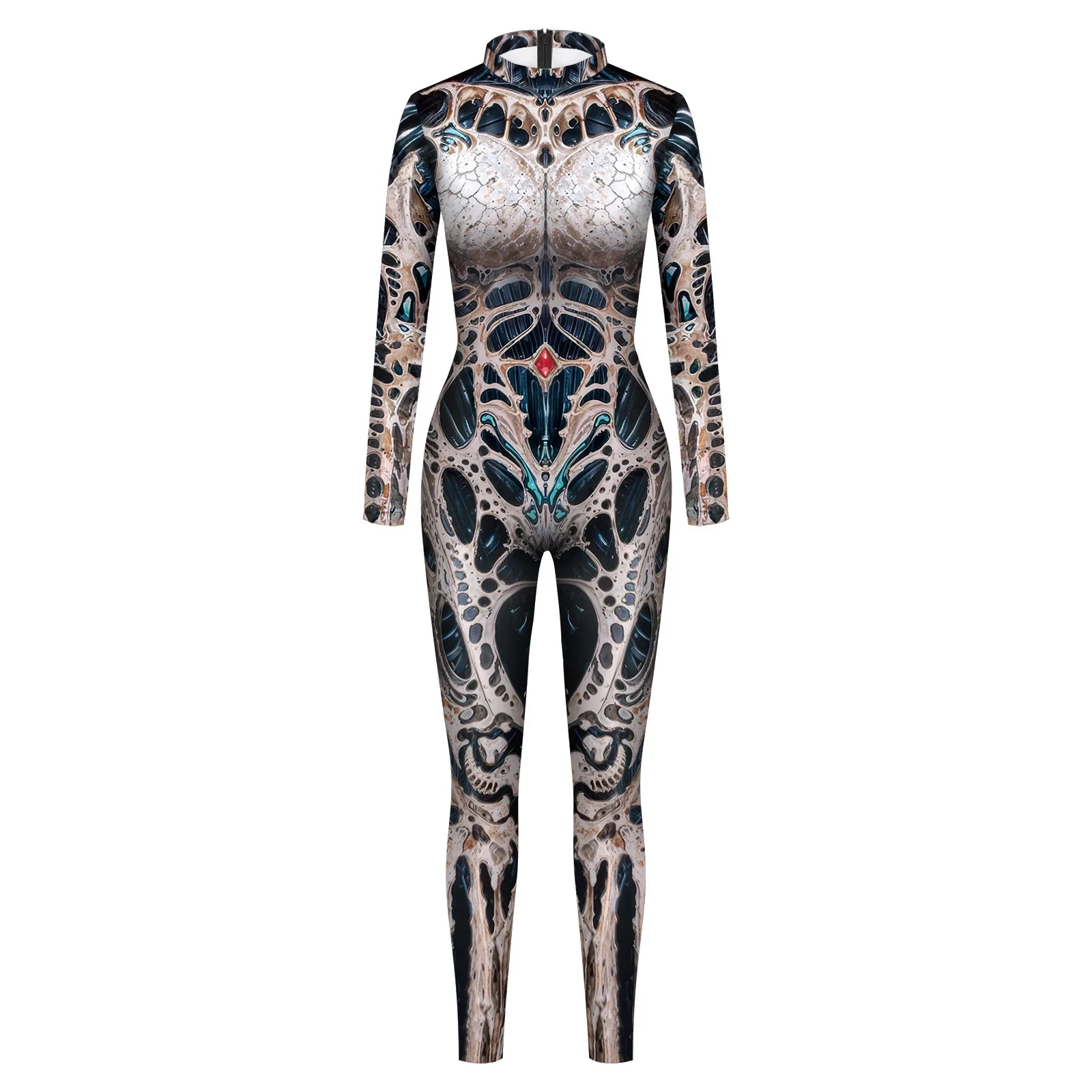 New Women's loween Tight Pants Digital Print Prank Onesie Long Pants Low Waist Polyester Fiber Ladies' Suit Tight Clothes