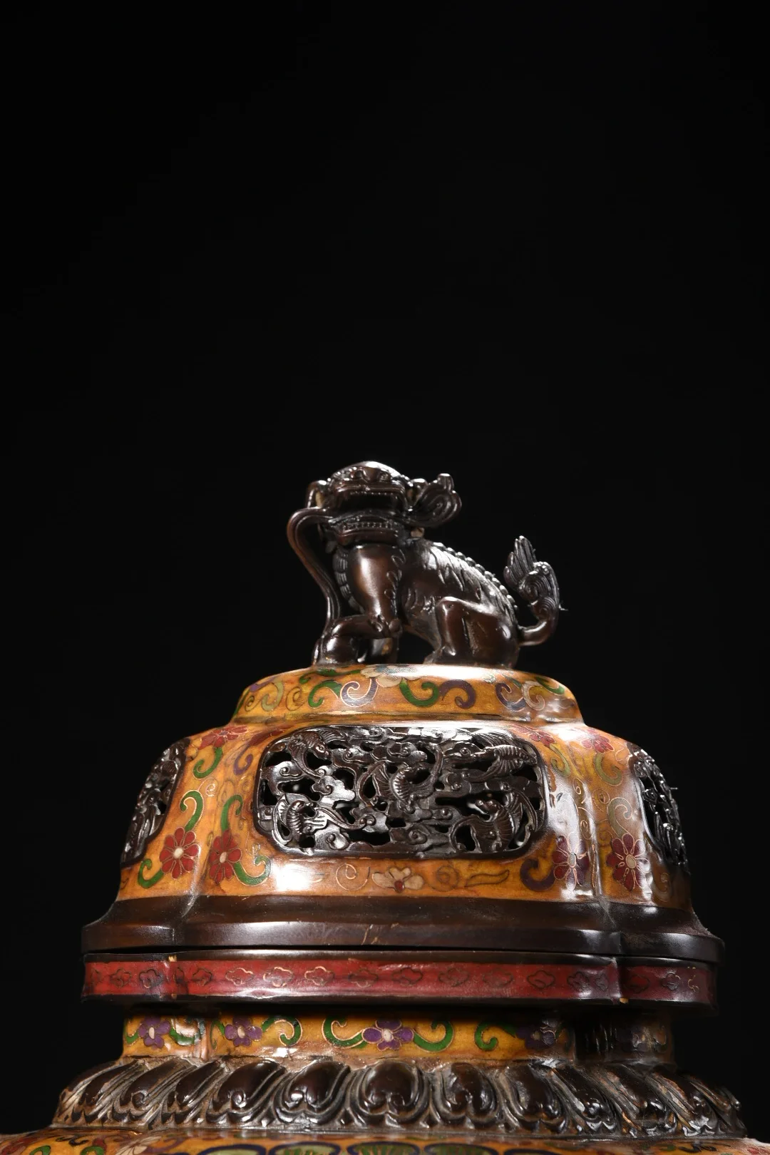 21 "المعابد النيبالية القديمة البرونزية مصوغة بطريقة المينا الأسد تمثال غطاء فينيكس الأذن مبخرة قاعدة قاعة العبادة