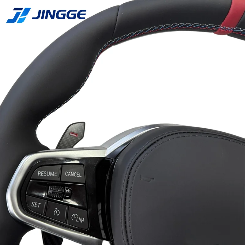 Hand-stitched Carbon Fiber Leather Sports Steering Wheel 40mm Grip 4/3 Spokes LED Display for