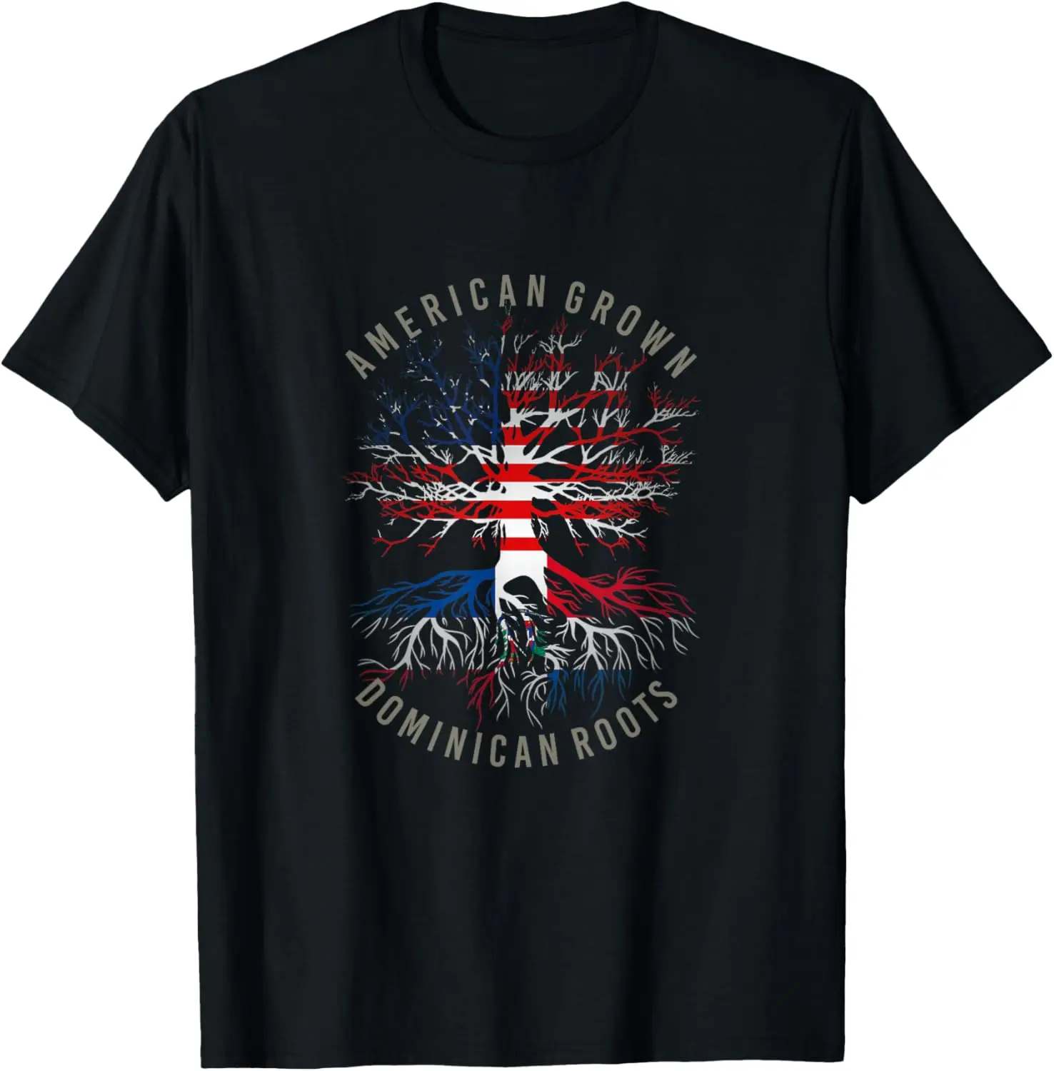 

American Grown Dominican Roots USA Republic Flag Heritage T-Shirt
