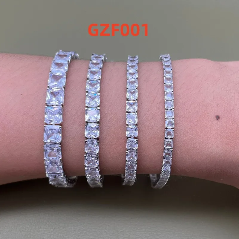 Gzf001 Custom 925 Sterilng Zilver Pricess Gesneden Kleine Stenen Tenni Bracele