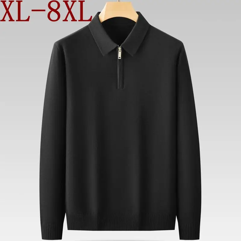 8XL 7XL 6XL Keep Warm Pull Homme 2023 New Fall Winter High End Soft Wool Sweater Men Long Sleeve Lapel Mens Pullover Sweaters