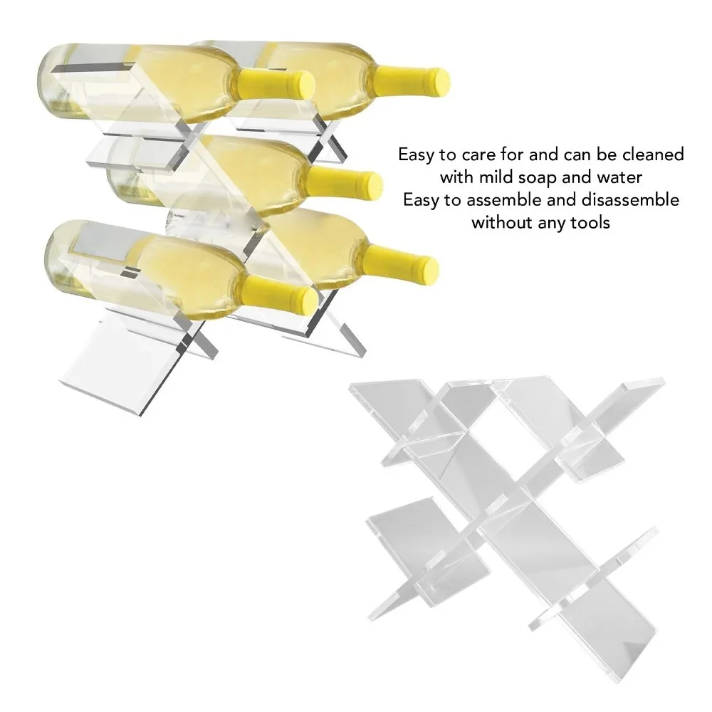 New Acrylic Wine Rack Large Capacity Stable Wine Bottle Holder Stackable Modern Wine Display Rack For Kitchen Cabinet