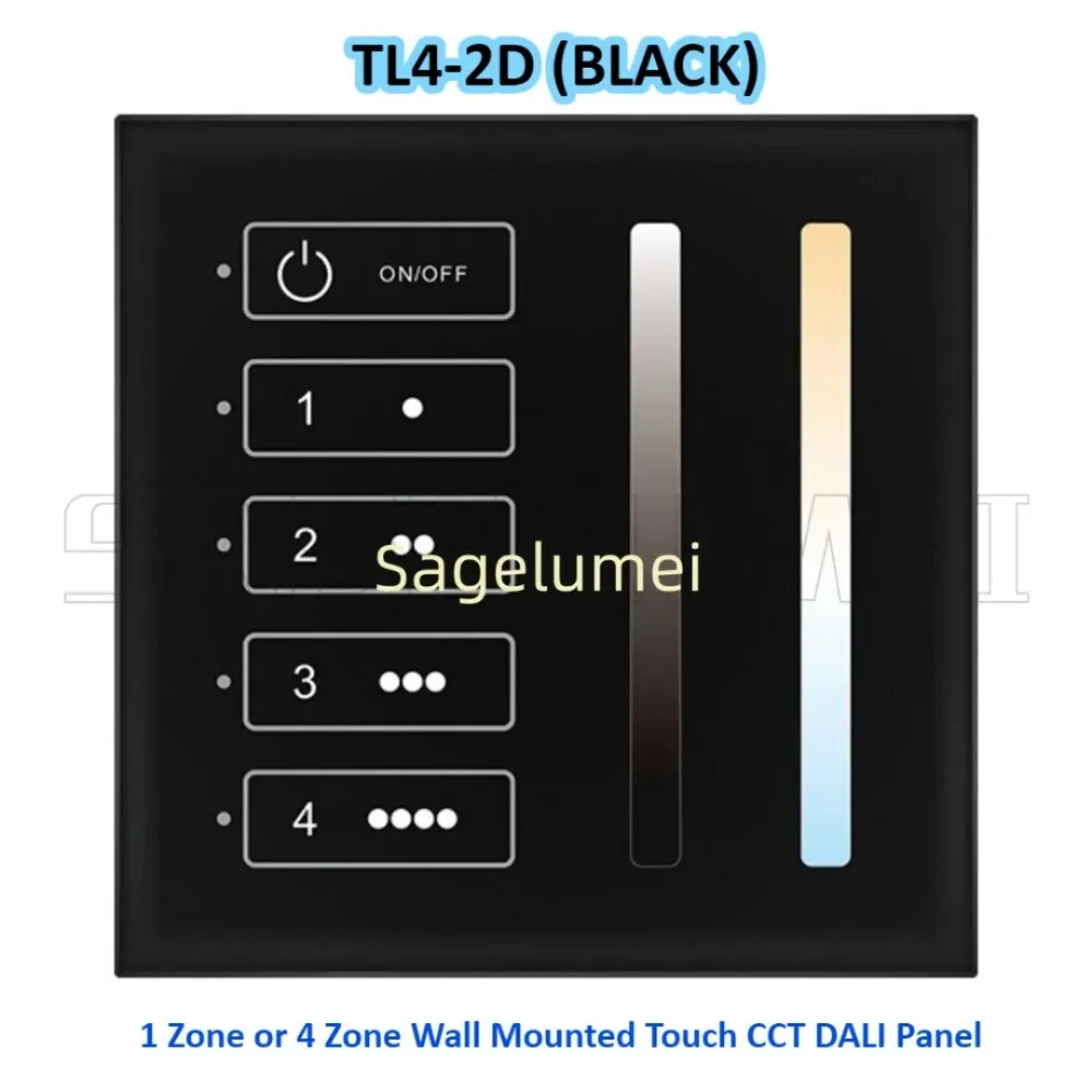 

TL4-2D CCT Touch TL4-1D DALI Панельное затемнение Skydance 1-зонный или 4-зонный настенный главный контроллер DALI с питанием шины DALI DC24V