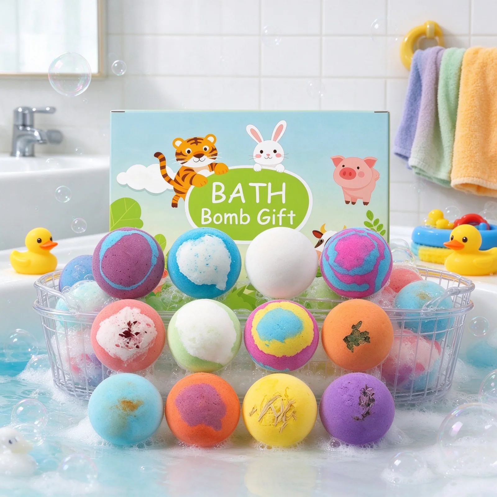 Kids Bath Ball Gift Set Colorful Bath Salts Body Cleansing Gentle Skin Friendly Moisturizing Relaxing Children Bubble Bath Ball