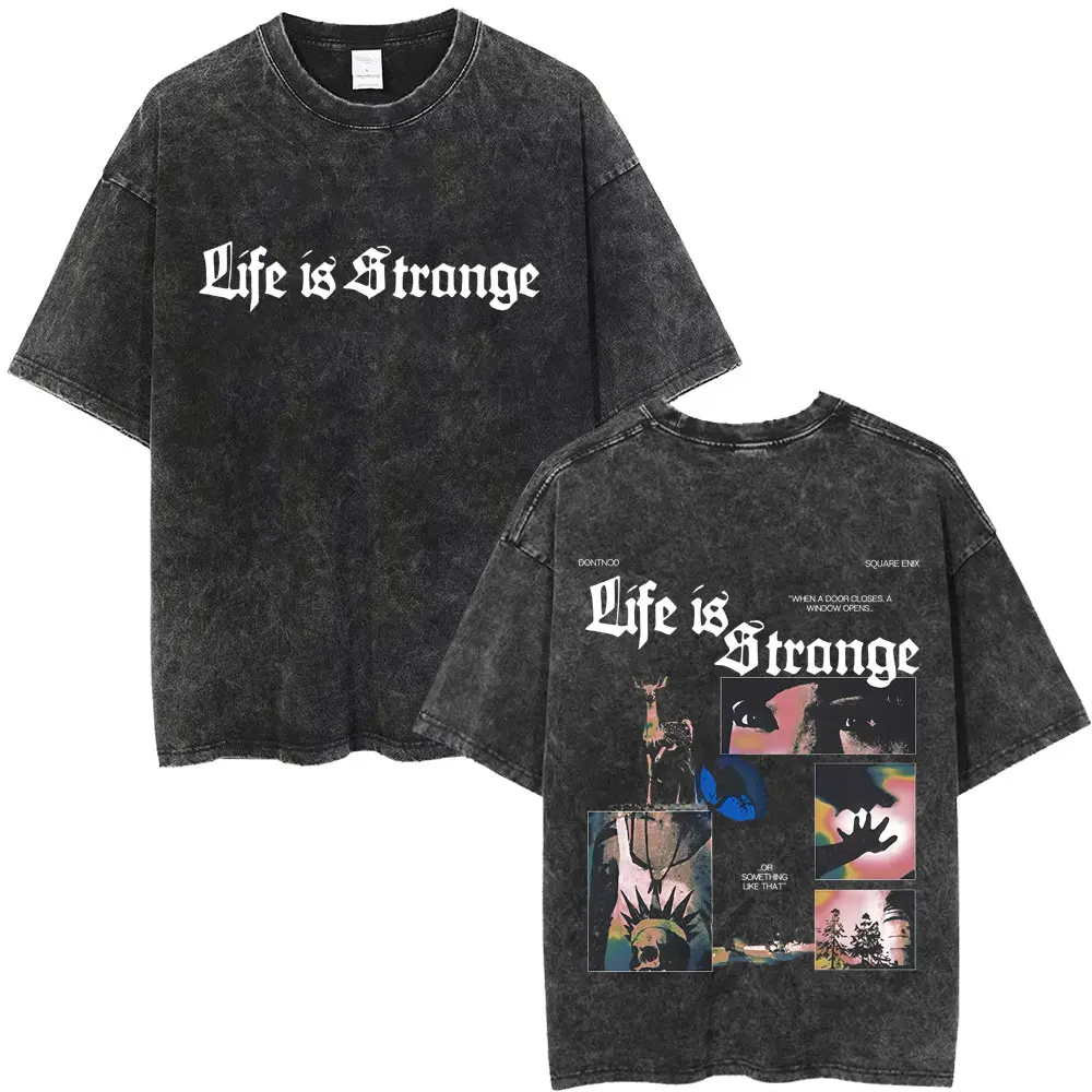 

Washed Vintage Game Life Is Strange Graphic T-shirt Men Women Player Casual Retro Short Sleeve Male O-collar Oversized T Shirts