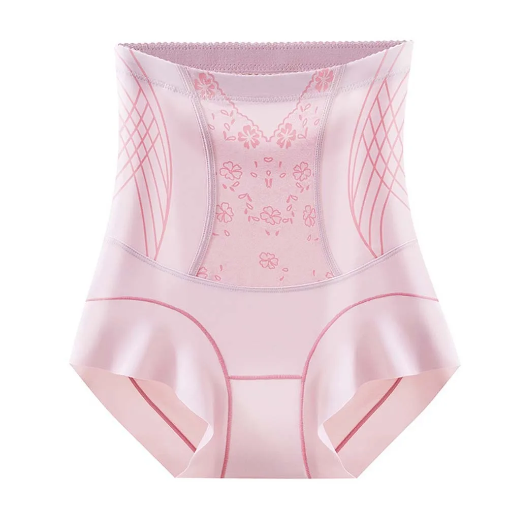 

High Waist Postpartum Body Shaper Shapewear Floral Leaf Large Size Floral Briefs Belly Contracting Seamless