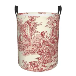 Custom French Country Toile De Jouy Laundry Basket Foldable Large Capacity Clothing Storage Bin Motifs Baby Hamper