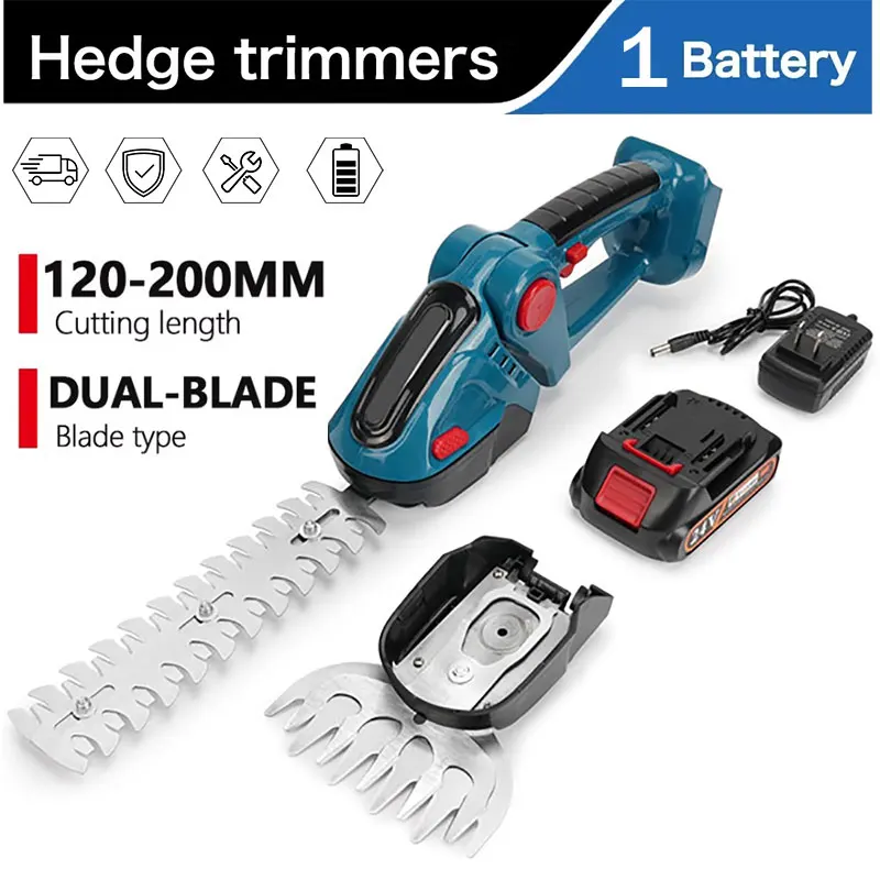 2-in-1 Akku-Heckenschere & Rasenschere mit 200-mm-Klinge, Handgeführtes Gartenwerkzeug, kompatibel mit Makita 18V Akku.