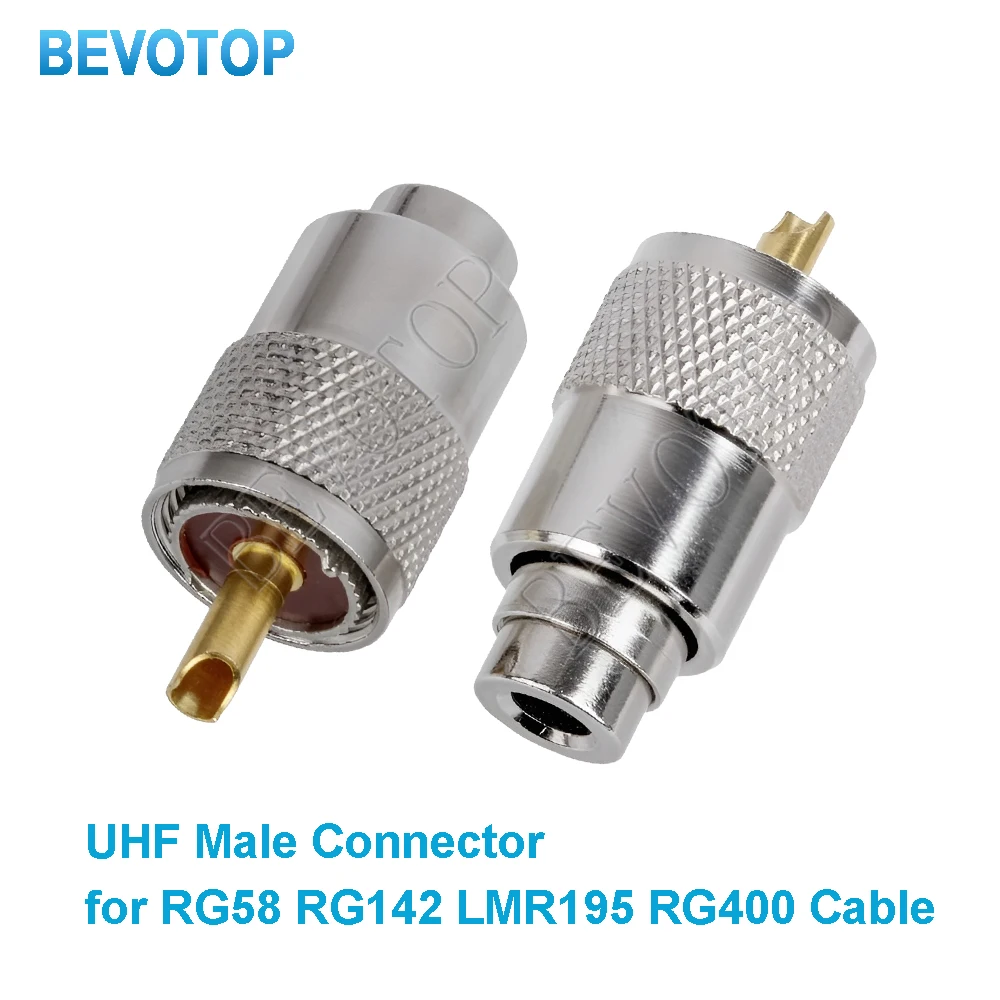 2PCS/lot UHF Male PL259 Connector Solder for RG58 RG142 LMR195 RG400 Coaxial Cable RF Adapter Male Plug - Fast Delivery