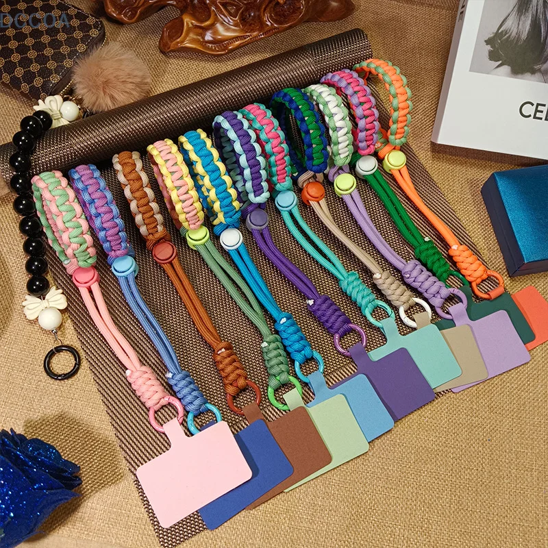 Fashion Exquisite Handmade Woven Adjustable Mobile Phone Lanyard Outdoor Universal Case Anti-lost Short Wrist Strap Chain