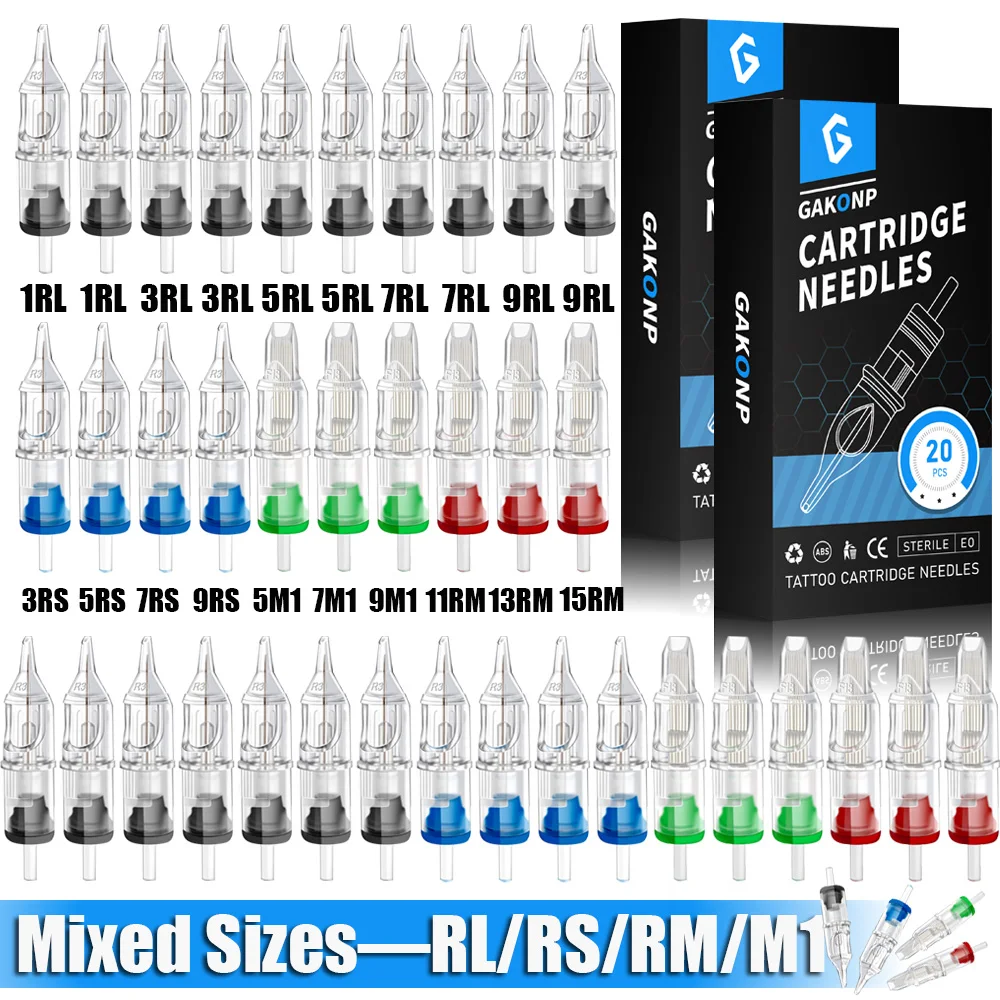 

60/40/20/10 шт. смешанные иглы для татуировок RL RS M1 RM иглы для тату-картриджей оригинальные иглы для татуировки для ручки-картриджей