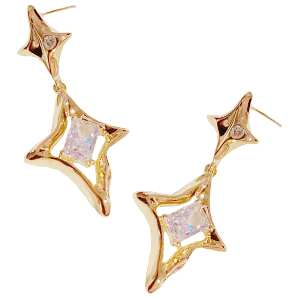 

Rhinestone Decorative Stud Earrings Women Fashion Copper Metal Star Ear Jewelry Trendy Gifts Matching Outfits Birthday Present