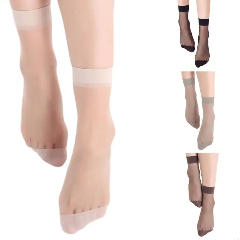 

L38E, 10 пар, ультратонкие шелковые носки для женщин, дышащие, против зацепок, прозрачные невидимые летние носки до щиколотки с