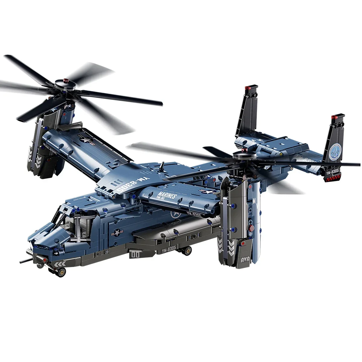 Militaire V-22 Osprey Tiltrotor Bouwstenen Set Grote Maat High-Fidelity Glijdende Roller Vliegtuigen Model Propellers Bricks Speelgoed - afbeelding 2