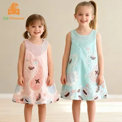 Summer Children's Gift 2-10 Years Girls Sleeveless Tank Dress Graffiti Embroidery Cotton Kids Fashion Birthday Dress