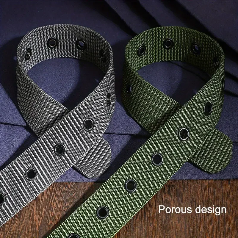 1pcs Buckle Canvas BeltsMens Durable Nylon Canvas Belt - Heavy-Duty Tactical Work Belt with Stylish Quick-Release Prong Buckle image 6