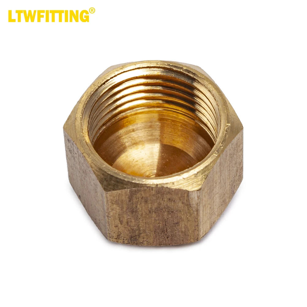 LTWFitting Brass Compression Stop Valve Cap, Compressão de latão, 5 em, 16 em, Pacote de 10