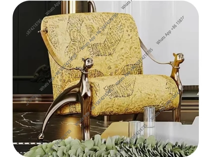 

Medieval style armrest backrest sofa chair living room light luxury retro designer fashion